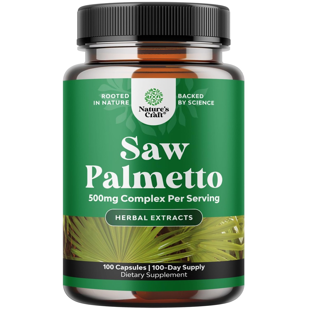 Extra styrka Saw Palmetto Extract - Avancerad växtbaserade komplex för hårhälsa och urinvägsstöd med växtsteroler och flavonoider - Potent Herbal Supplement med 500 mg per portion - 100 kapslar