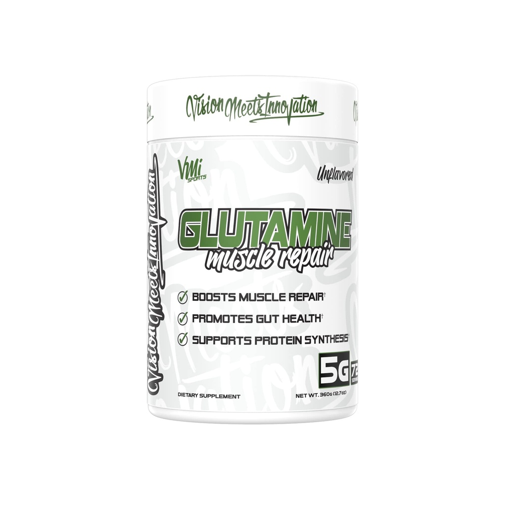 VMI Sports Glutamin Muscle Repair Powder Pure L-Glutamine | Muscle Repair & Recovery - Gut Health - Proteinsyntes | 5g per portion - 72 portioner