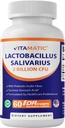 Vitamatic Lactobacillus Salivarius 2 miljarder per DR-kapsel - 60 greve - Digestive Support - Made with Prebiotic Inulin Fiber (1 flaska)