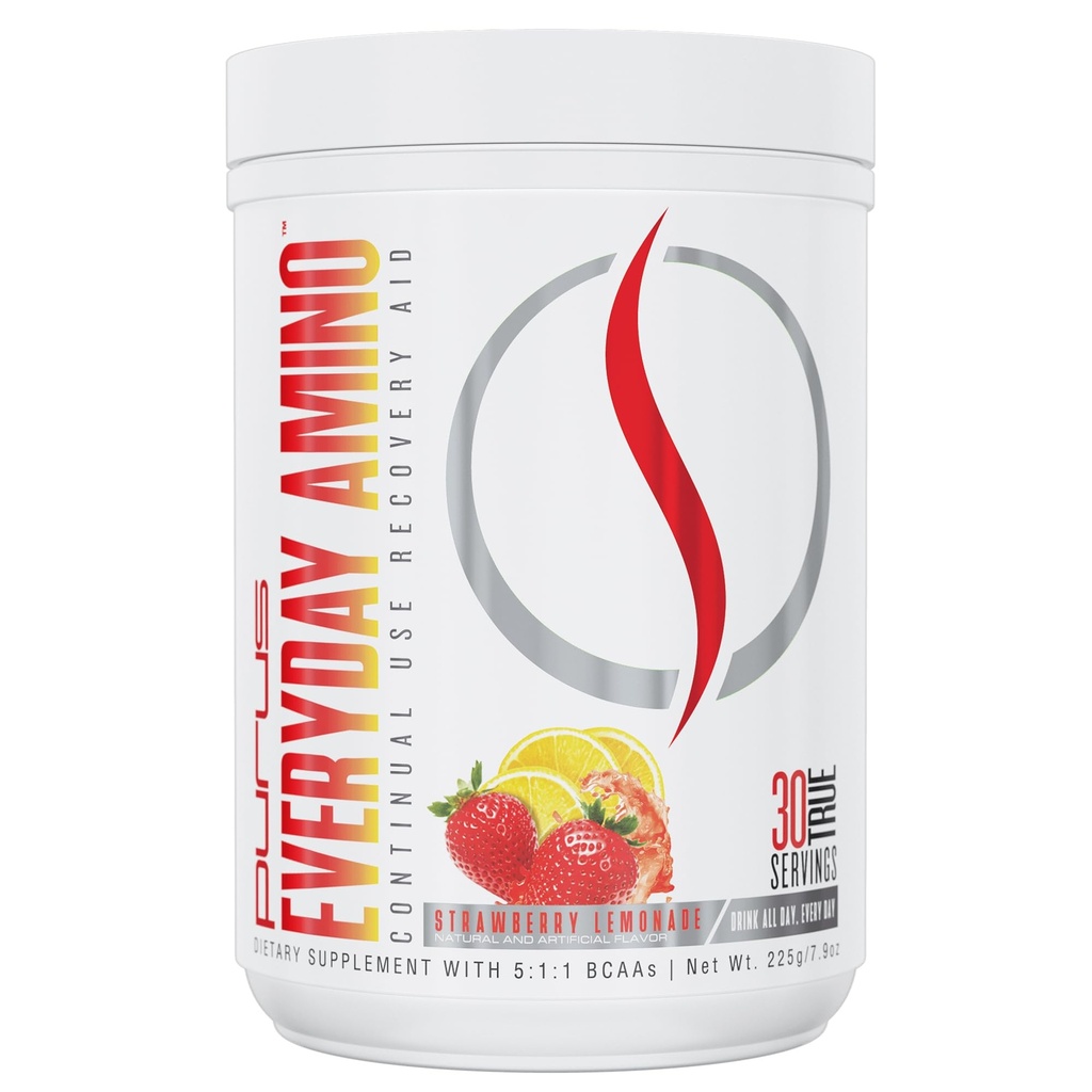 Purus Labs Everyday Amino BCAA Powder | Amino Acids for Muscle Hydration & Recovery | Sugar Free & Gluten Free | 30 Servings (Strawberry Lemonade)