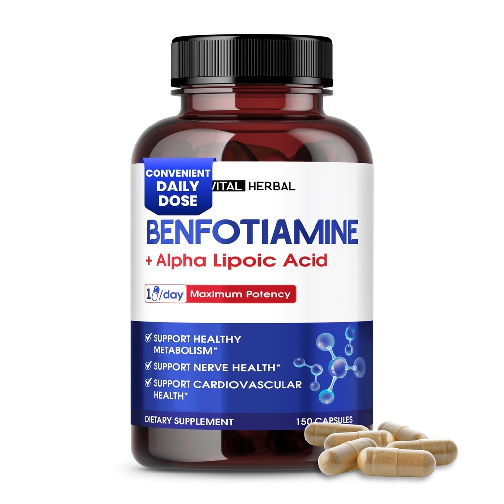 VITAL HERBAL Liposomal Benfotiamine med Alpha Lipoic Acid - Maximal Potency-Stöd Hälsosam Metabolism - Tillverkad i USA