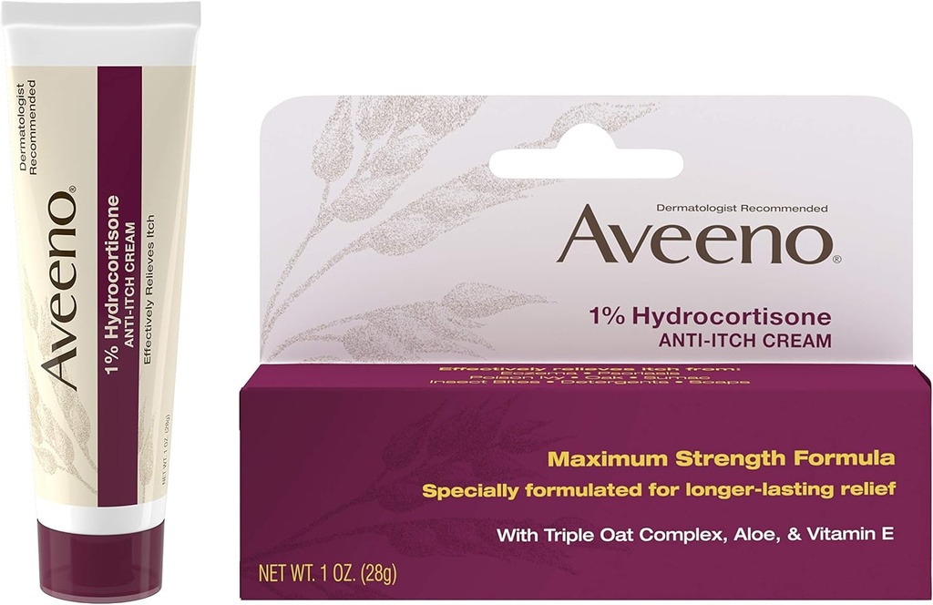 Aveeno 1% Hydrokortison Anti Itch Cream, maximal styrka
