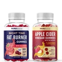 MAV NUTRITION Night Time Fat Burner Gummies och Apple Cider Vinegar Gummies | Natt, Metabolism Boost & Weight Management Gummy Bundle | 30 Servings Varje