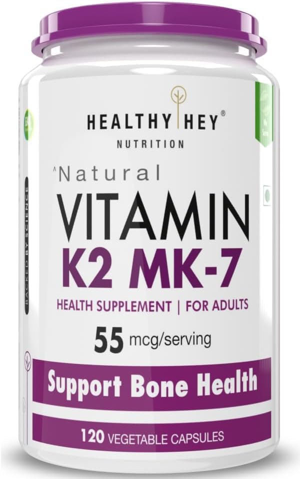 Generisk ATS Vitamin K2 | 100% vegetarisk vitamin K2 fördelar i benhälsa - 55mcg - 120 vitamin K27 kapslar