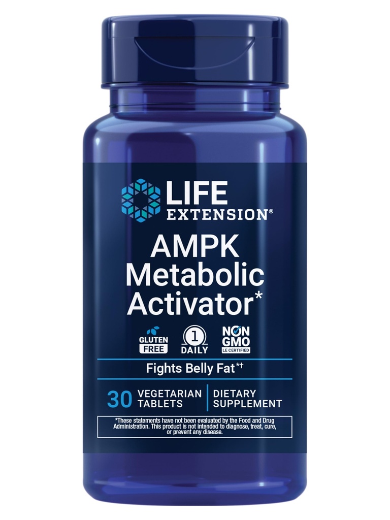 Life Extension AMPK Metabolic Activator*, Hesperidin, G. pentaphyllum, Fight unwanted Belly Fat, Target Overall Fat, Gluten-Free, Vegetarian, 1-Daily, Non-GMO, 30 tabletter