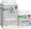 Sunwarrior Vegan Proteinpulver USDA Organic | 20 portioner kakabatter smaksatt och kreatinmonohydratpulver | 60 portioner osmakad