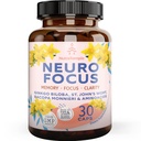 Brain Booster Gingko Biloba Supplement - Nootropics for Mind, Focus, Memory, Clarity med Bacopa Monnieri, St. Johns Wort - 30 Brain Food Capsules