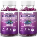 2 Packs 3000mg Glukosamin Chondroitin Gummies med MSM & Elderberry - Extra Strength Joint Health, Flexibilitet, Antioxidant Immune Support Supplement Gummy för vuxna, Män & Kvinnor 120 Cts