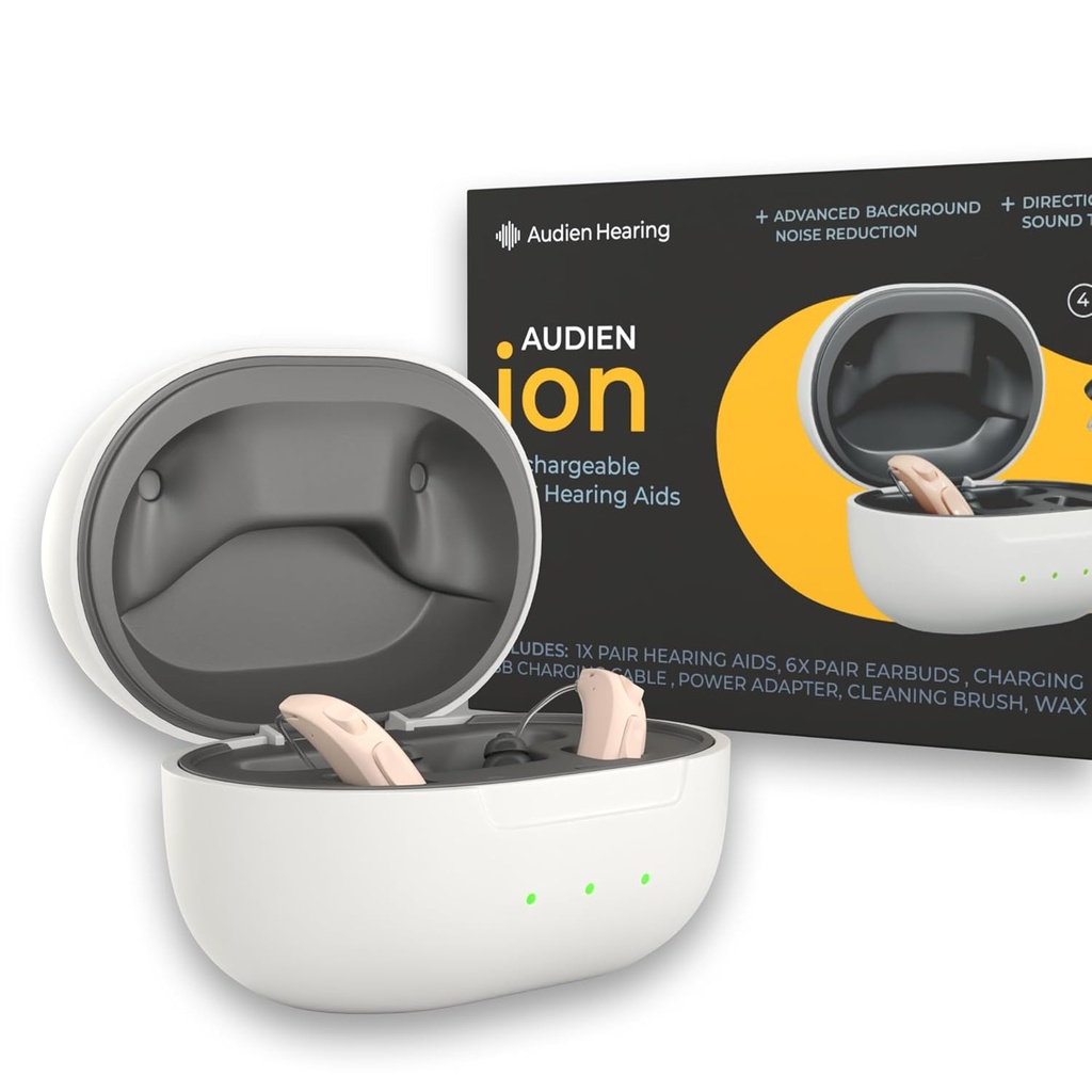 Audien Hearing ION Wireless Rechargeable OTC Hearing Aid, Premium Comfort Design och nästan osynlig