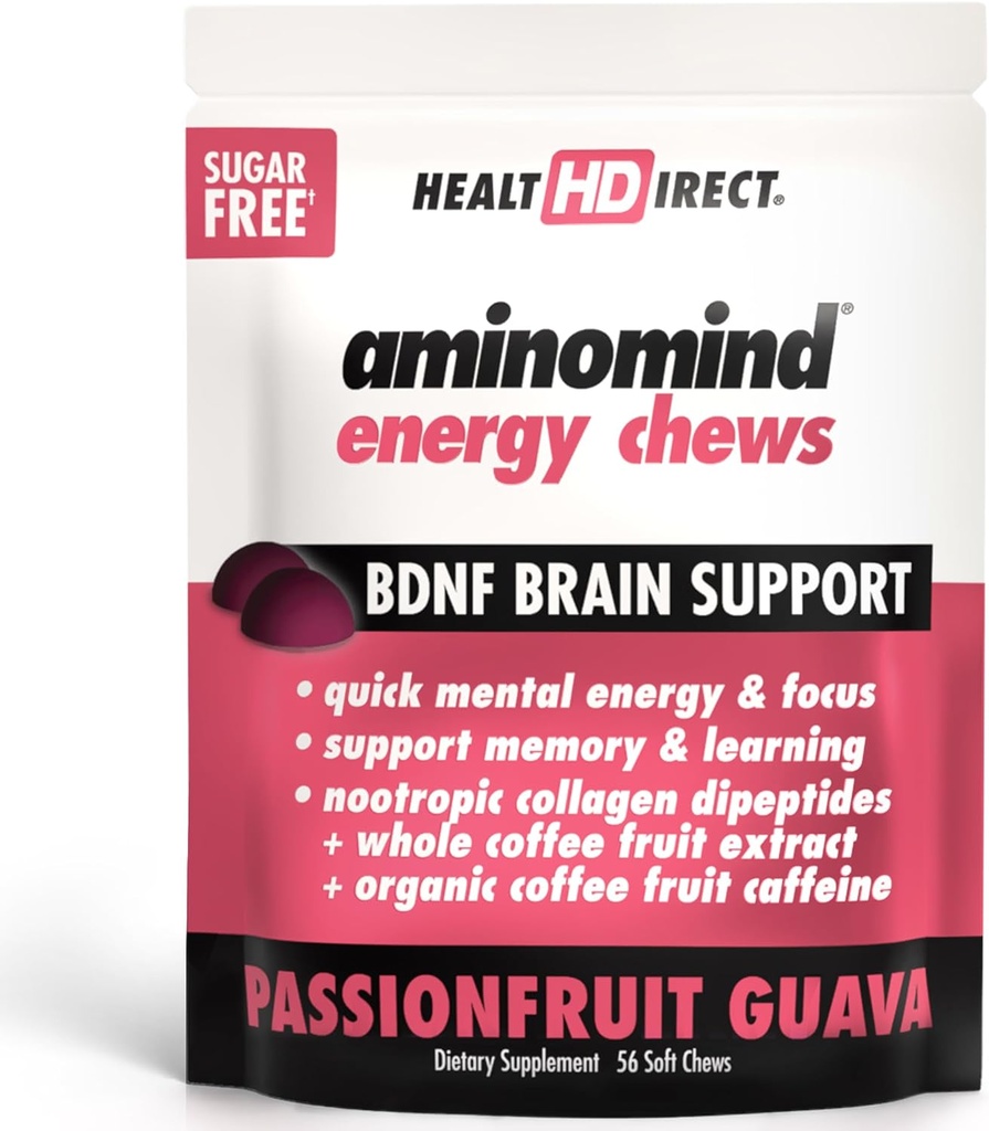 HEALTH DIRECT - AminoMind Energy Chews - Passionfrukt Guava - 56 Chews - Optimal kognitiv funktion