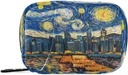 Pill Box 7 Day Starry Night Sky City Pill Case Bag Travel Pill Organizer Bag med Zipper Portable Weekly Case Compact Size för vitamin Supplement Holder