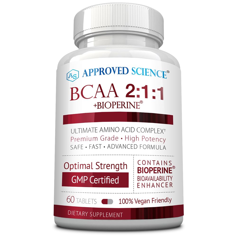 Godkänd vetenskap BCAA Supplement - 60 tabletter - 2400mg - Öka prestanda och förbättra muskelutveckling - L-Leucine, L-Isoleucine, L-Valine - Tillverkad i USA, icke-GMO