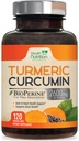 Gurkmeja Curcumin Supplement 2600mg - 95% Curcuminoids med organisk gurkmeja & BioPerine Black Pepper för bästa Absorption, Naturens Vegan Joint Support, Non-GMO Tumeric, Bottled i USA - 120 kapslar