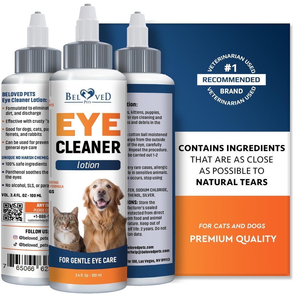 Alla Pets Eye Wash Drops för Relieve Pink Eye, Allergies Symptom, Infections & Runny, Torra ögon - Smärtfri behandling hjälper till att förebygga abrasioner, irritationer och konjunktivit