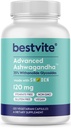 BESTVITE Advanced Ashwagandha 120mg w/Shoden (120 vegetariska kapslar) - Kliniskt Studerade Innehållande industri som leder 35% Withanolide Glycosides - Inga Stearates - Vegan - Non GMO - Gluten Free