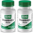 BHI Diarrhea Relief Fast-Acting Natural Remedy for Mild Diarrhea - 8 Soothing Homeopathic Actives Hjälp Calm Stomach Ache, Gas & Cramps för kvinnor och män - 100 tabletter (Pack of 2)