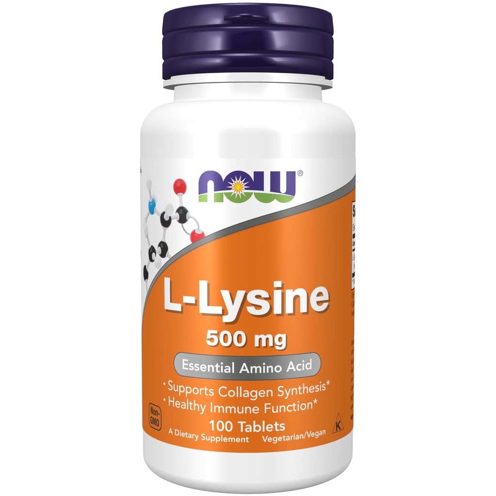 NOW Foods Supplements, L-Lysine (L-Lysine Hydrochloride) 500 mg, Amino Acid, 100 Count(Pack of 1)