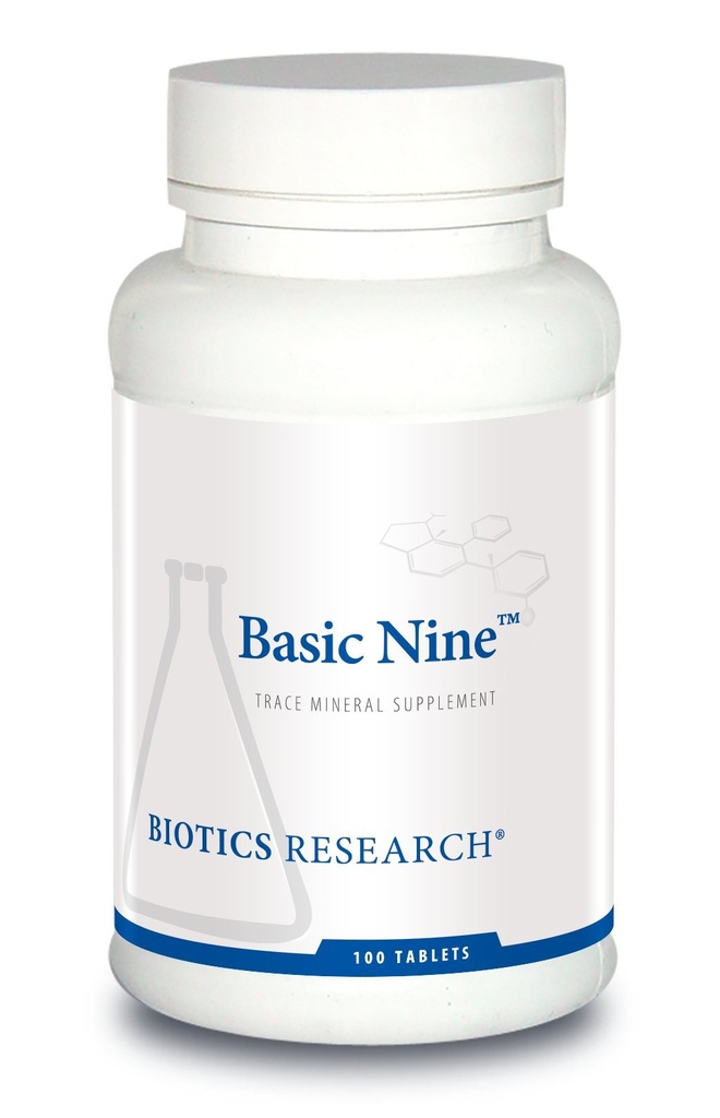 Biotics Research Basic Nine Whole Food Sourced Rare Trace Minerals, Phytochemically Bound, Inkluderar antioxidanter SOD och Catalase, 100 tabletter