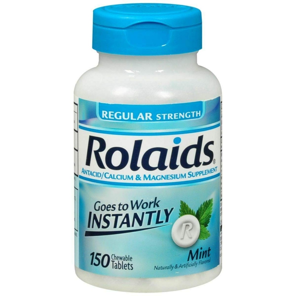 Rolaids - 20284 Antacid, regelbundna styrka tabletter, Mint, 150 greve