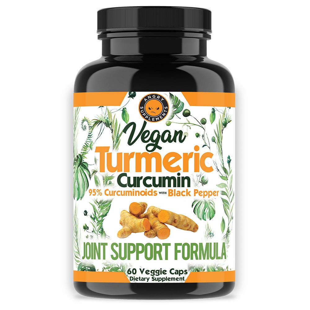 Vegan Turmeric Curcumin med Black Pepper Extract (60 Veggie Capsules-2 Month Supply), 95% Curcuminoids - All Natural Powerful Antioxidant för gemensamt stöd och lättnad (1-Bottle)