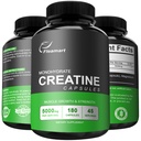 Micronized Creatine Monohydrate Capsules, Keto Friendly, 5000mg, 180 Capsules, Creatine Monohydrate Pills Tredje part testad, tillverkad i USA, icke-GMO, Gluten Free, Vegan Safe