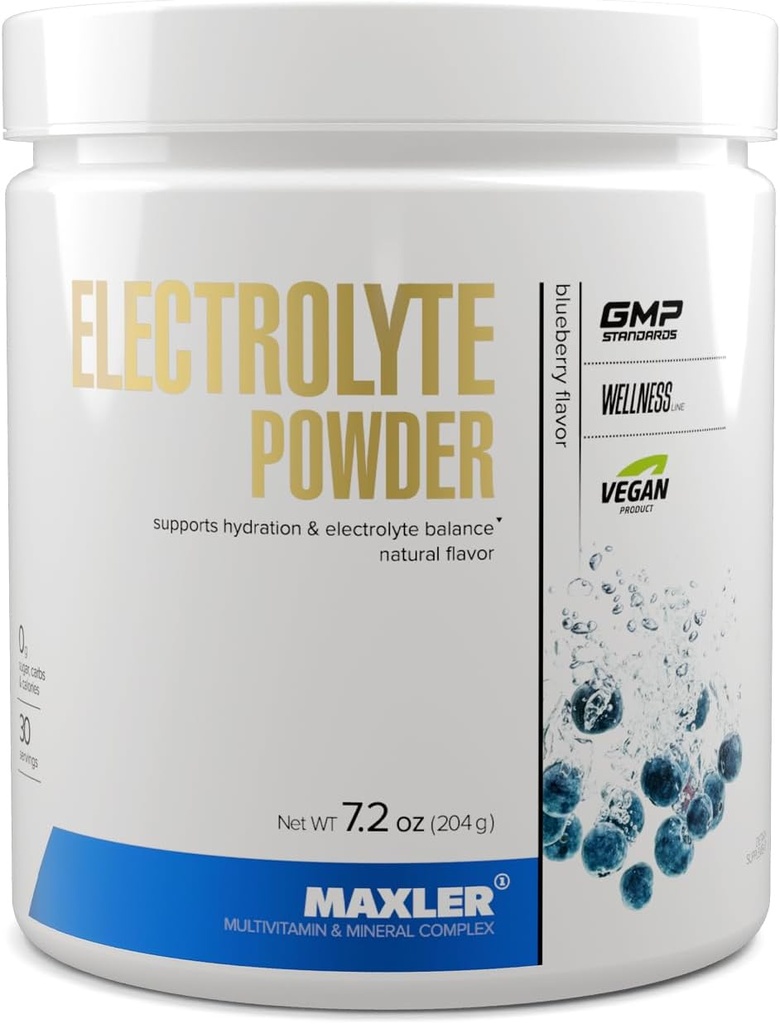 Maxler Electrolyte Powder - Hydration Powder Electrolyte Drink Mix med Trace Mineral Complex - Keto Electrolytes Powder med naturliga smaker och sötningsmedel - 30 portioner - Blueberry