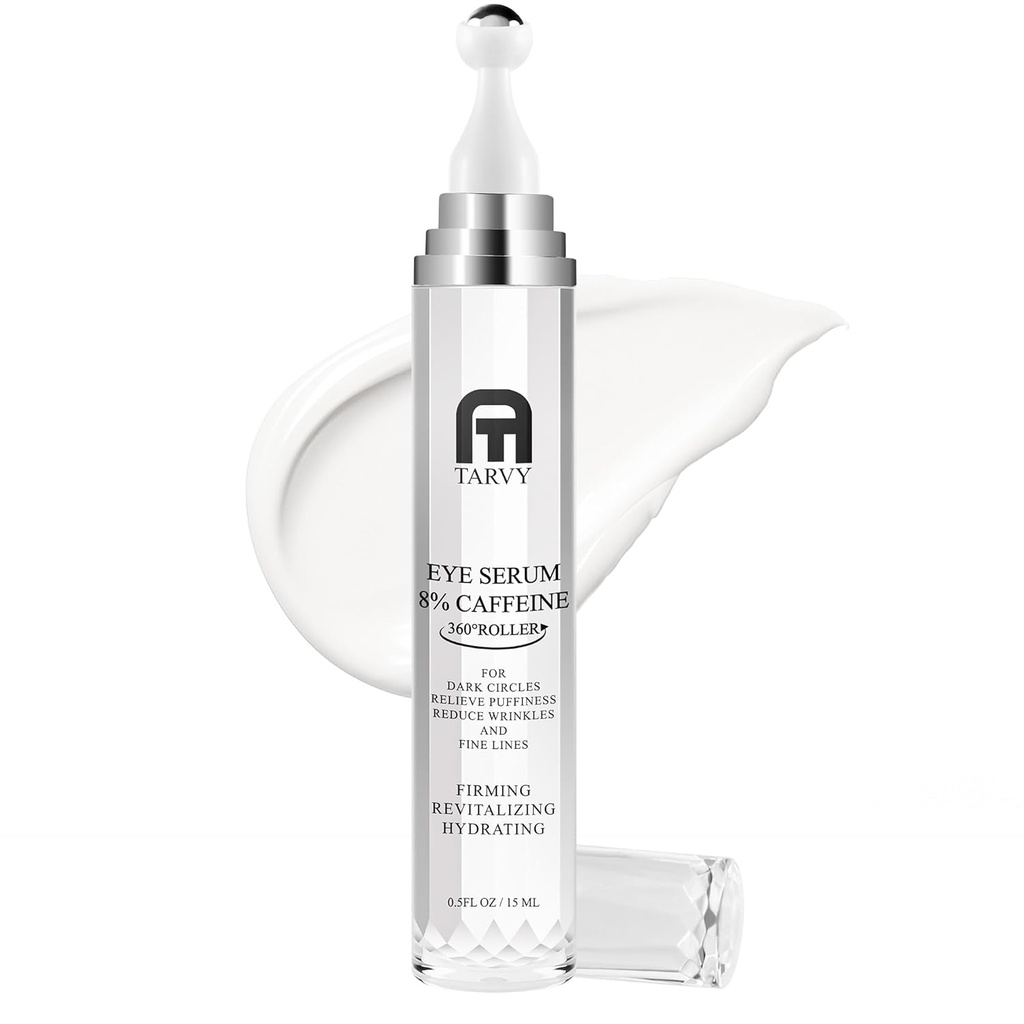 Eye Serum, Under Eye Cream For Dark Circles, 8% Caffeine Eye Serum For Women & Men, Eye Cream Anti Aging With 360° Massage Ball, Eye Cream For Puffiness And Bags Under Eyes, Eye Serum For Fine Lines