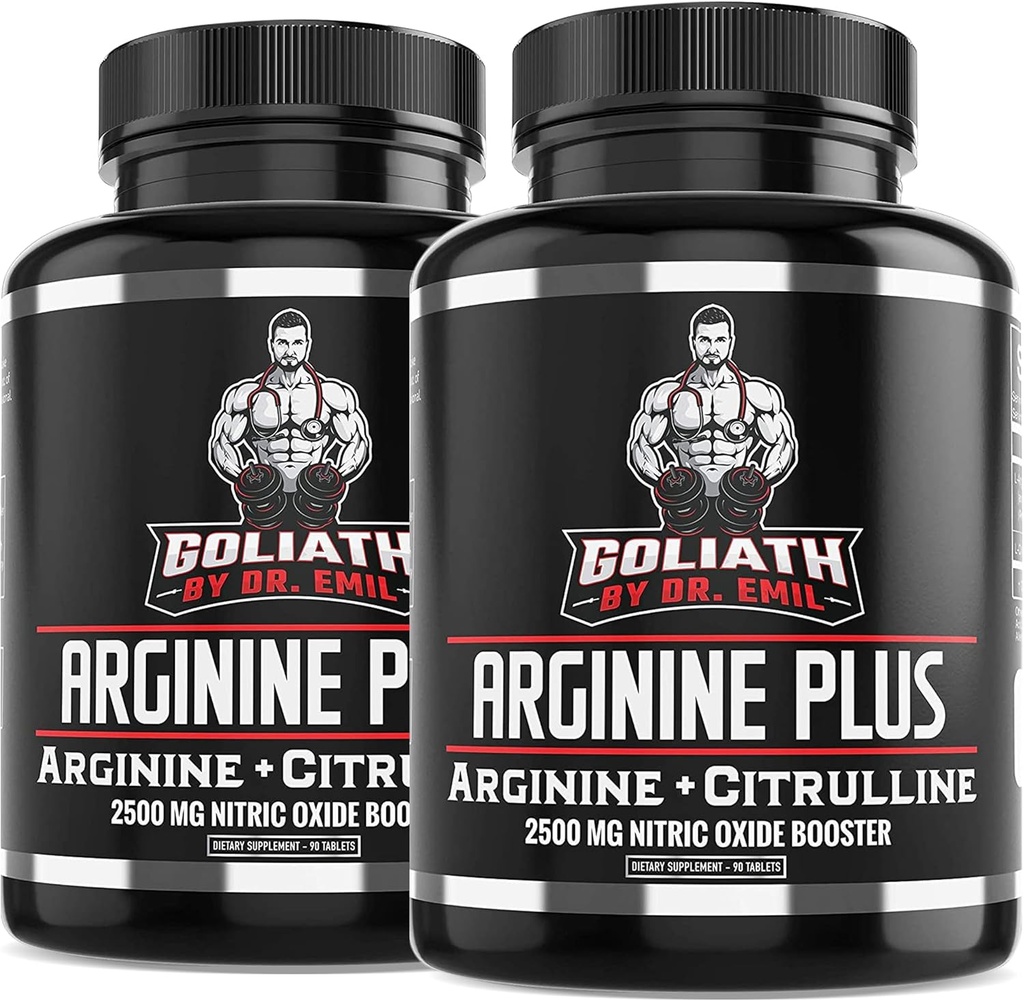 Dr. Emils ARGININE Plus - L Arginine + L Citrulline - 2500 MG High Dose NO Booster Tablets - Nitric Oxide Supplement för vaskularitet och hjärthälsa (arginin AAKG och Citrulline Malate 2:1)