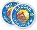 Badger Aromatic Chest Rub, 100% Organic Vaporub w / Eucalyptus & Lavender Essential Oils till Clear & Soothe, All-Natural Chest Congestion Relief för vuxna och barn, 2 oz Tin, 2-Pack