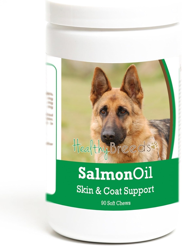 Hälsosamma raser tyska Shepherd Salmon Oil Soft Chews 90 Count