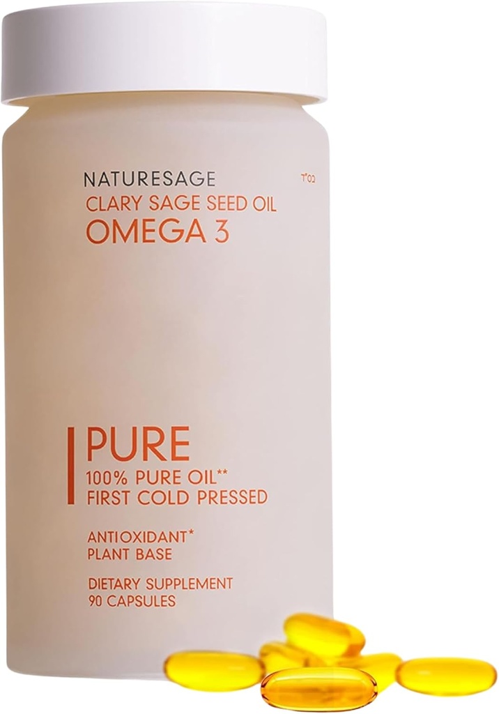 Vegan Omega 3 Capsule Supplement, Plant-Based Omega 3 Fish Oil Alternative, 90 Capsules - Cold Pressed från Clary Sage Seed - Kosher - Omega 3 Fatty Acid Supplement
