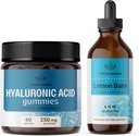 HERBAMAMA Hyaluronsyra och Lemon Balm Kit - Bundle av 250 mg Hyaluronsyra Gummies & Lemon Balm Leaf Extract 4 fl oz - Vegan, icke-GMO, alkoholfri - 2 Pack