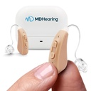 MDHearingAid AIR Hearing Aid (Pair), OTC Rechargeable, Crystal-clear Digital Sound av MDHearing, perfekt för glasögon, nästan osynlig