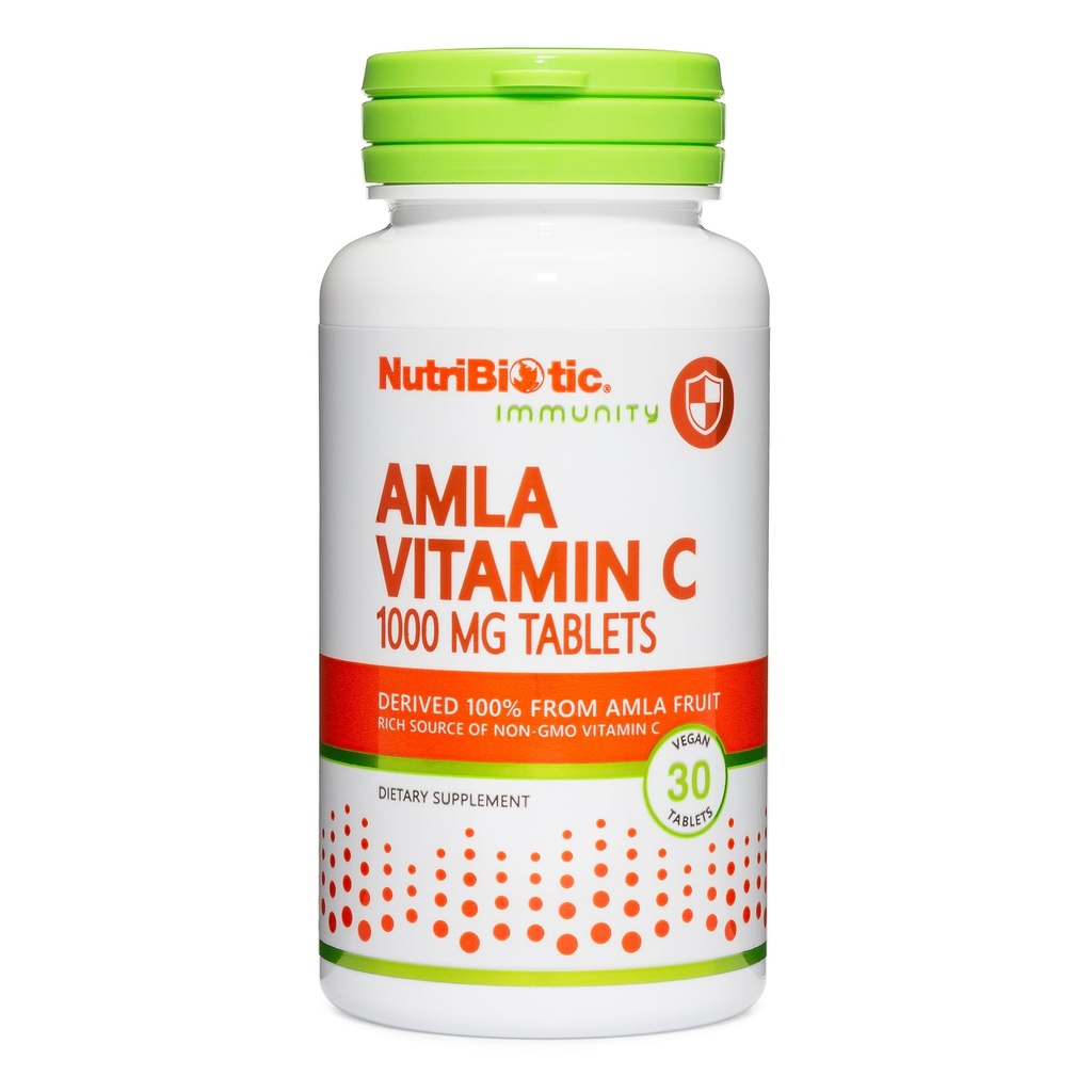 NutriBiotic Amla Vitamin C, 30 Tabs | Rich Source of Non-GMO, Natural Vitamin C för Antioxidant & Collagen Support | 100% från Indian Gooseberry | Vegan & Gluten Free
