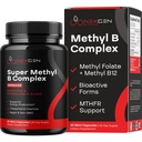 Methylated B Complex Vitamin Supplement - Bioactive Methyl B Complex med 5-MTHF Methyl Folate & B12 Methylcobalamin för hjärnhjärt energi & Homocysteine Support - Super Vitamin B Complex (30 räknas)