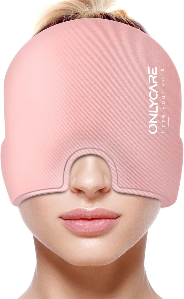 ONLYCARE Migraine Relief Cap, Uppgraderad Odorless Migraine Ice Head Wrap, Headache Relief Hat för Migraine, Slight-Pink
