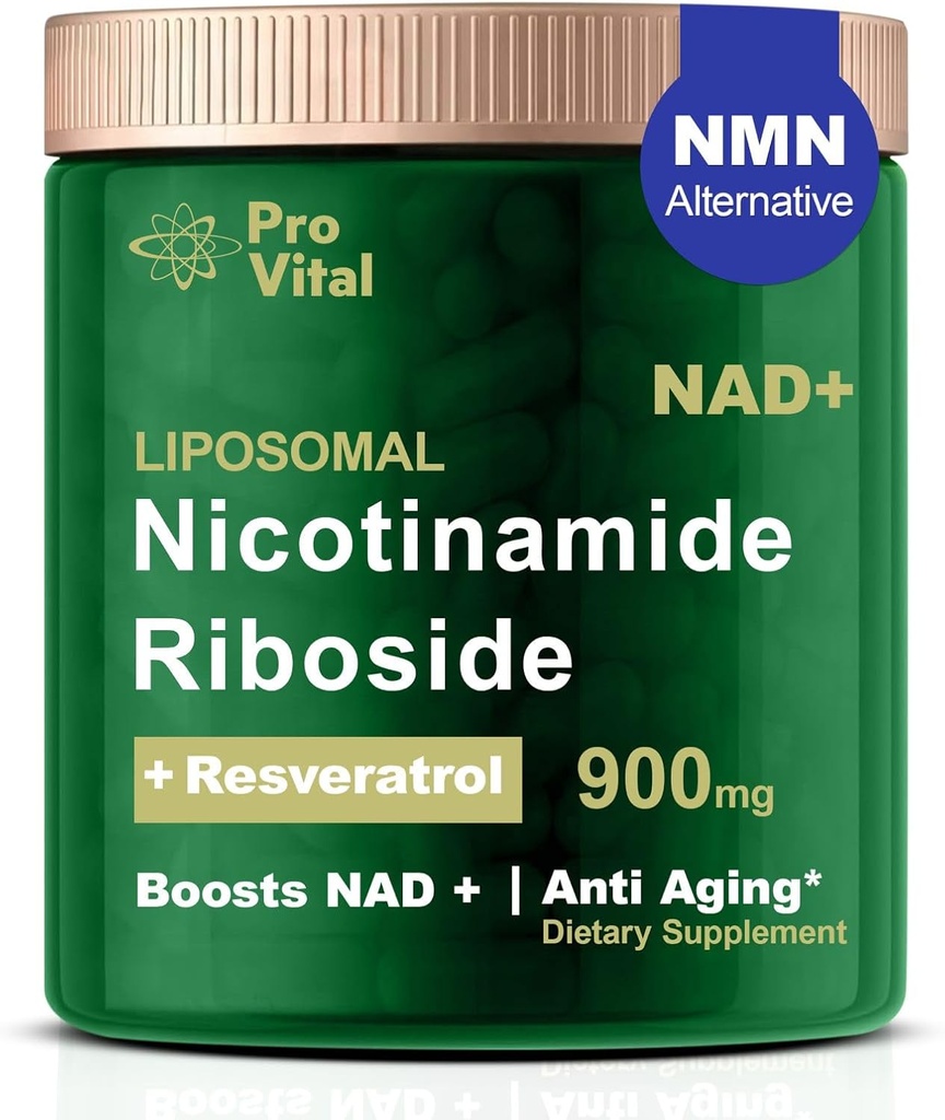 NAD Supplement, NAD Liposomal Nicotinamide Riboside 900mg - NMNH Supplement Alternative - Extra Strength Liposomal NAD + Kosttillskott med Resveratrol för anti åldrande, energi, fokus - 80 kapslar