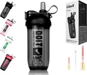 Litex Shaker Bottles för Protein Shakes, 26oz Blender Shaker Bottle för Pre-Workout, Shaker Cups med Straw, BPA-fria Tritan Mixer Bottles för Protein Powder, med Cup Brush och Instruktioner (Black)