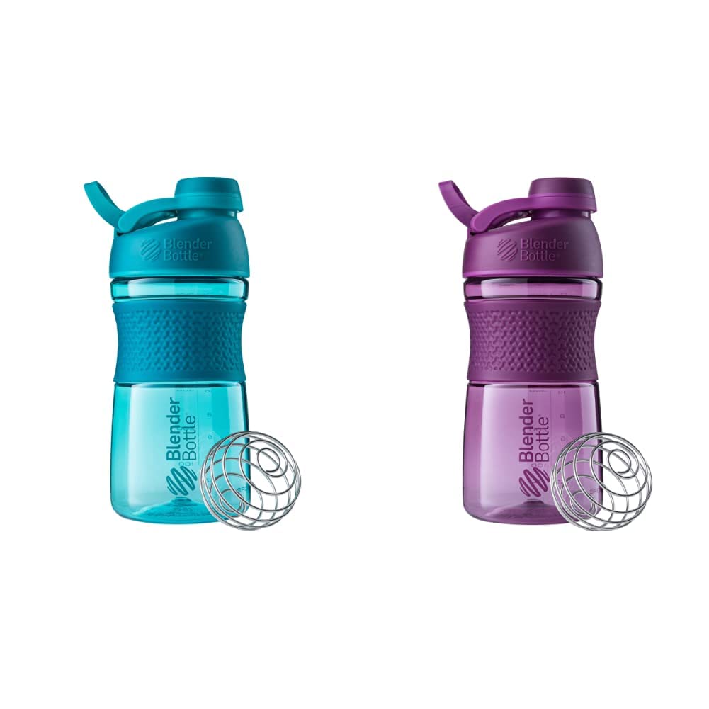 BlenderBottle 20-Ounce SportMixer Shaker Bottles med BlenderBall Wire Whisk, Plum och Teal