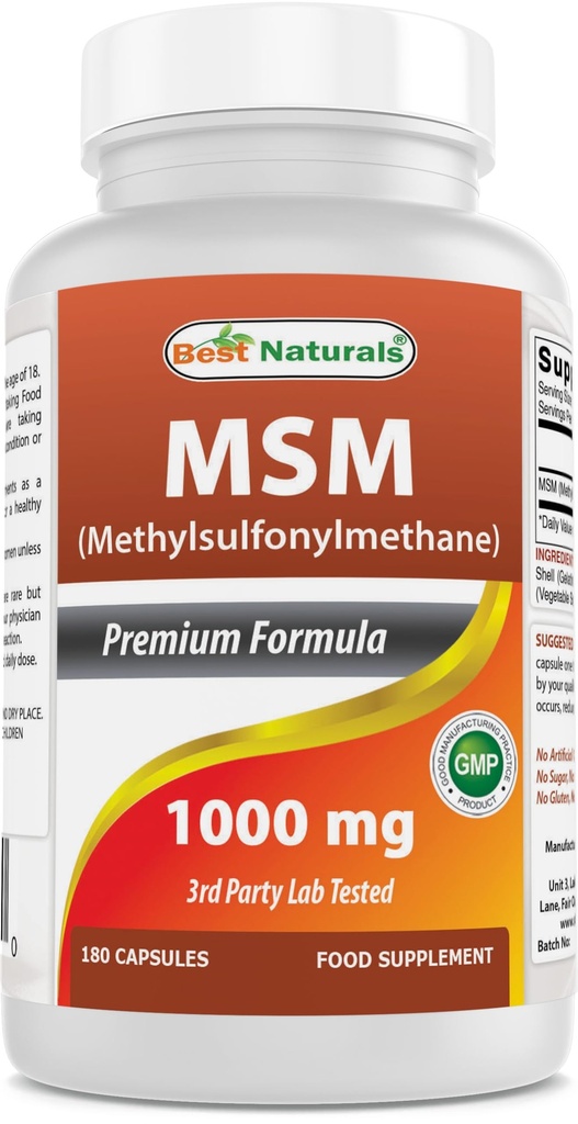 Bästa naturliga MSM 1000 mg 180 kapslar