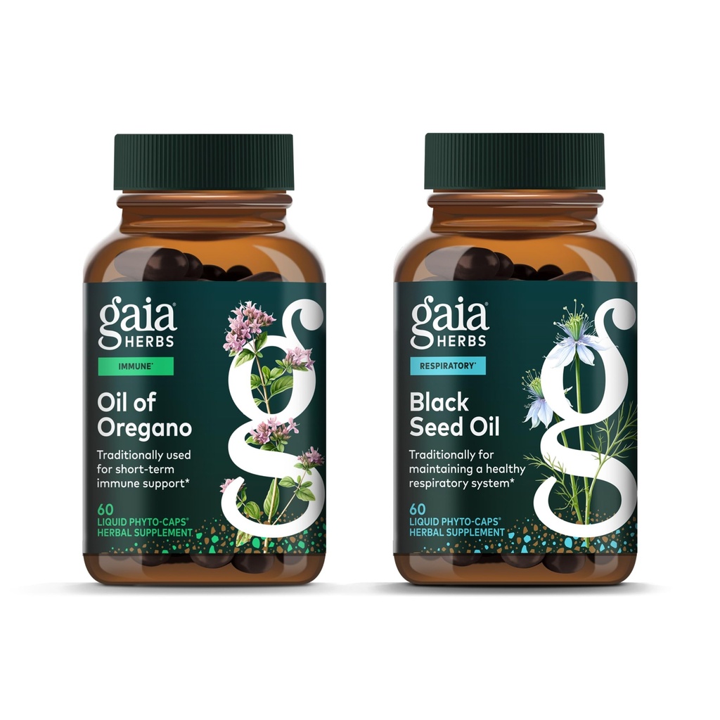 Gaia Herbs Oil of Oregano - Immune and Antioxidant Support Supplement - 60 Vegan Liquid Phyto-Capsules & Black Seed Oil - Lung, Respiratory och Antioxidant Support - 60 Vegan Liquid Phyto-Capsules (24)