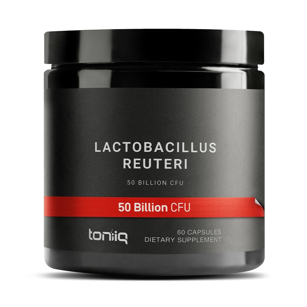 Toniiq 50 miljarder CFU Lactobacillus Reuteri Probiotic 50mg per portion - L Reuteri Probiotics - Högsta CFU greve Lactobacillus Reuteri Probiotic - 60 vegetariska kapslar - 60 portioner