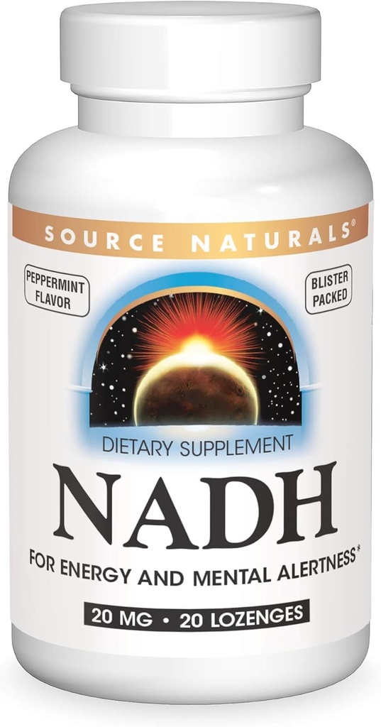 Källa Naturals NADH 20mg, Boost Energy och Mental Alertness * - 20 Lozenges