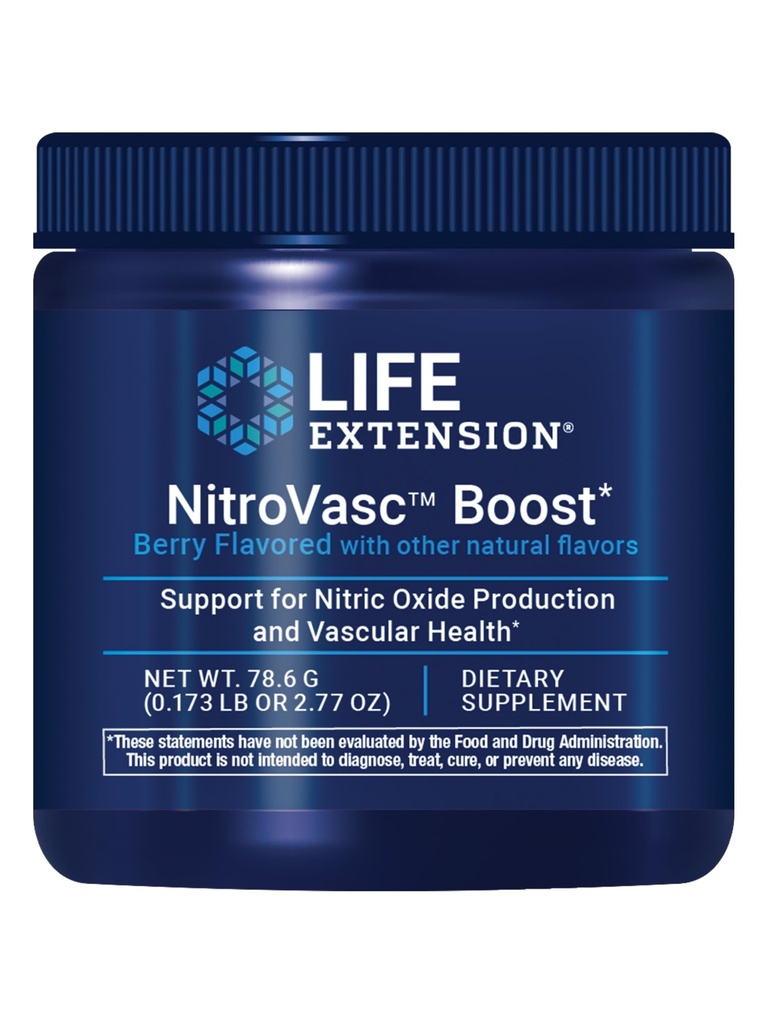 Life Extension NitroVasc Boost, Blood Flow Supplement, Nitric Oxide Support, Heart Health, L-arginin, Gluten-Free, Non-GMO, Vegetarian, 1 Scoop, 30 portioner