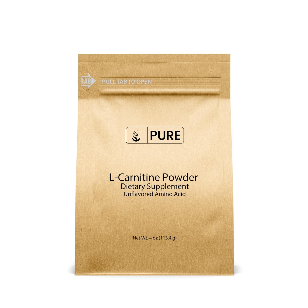Rena ursprungsingredienser L-karnitinpulver (4 oz) Glutenfri, icke-GMO Dietary Supplement, Unflavored, No Filler or Additives