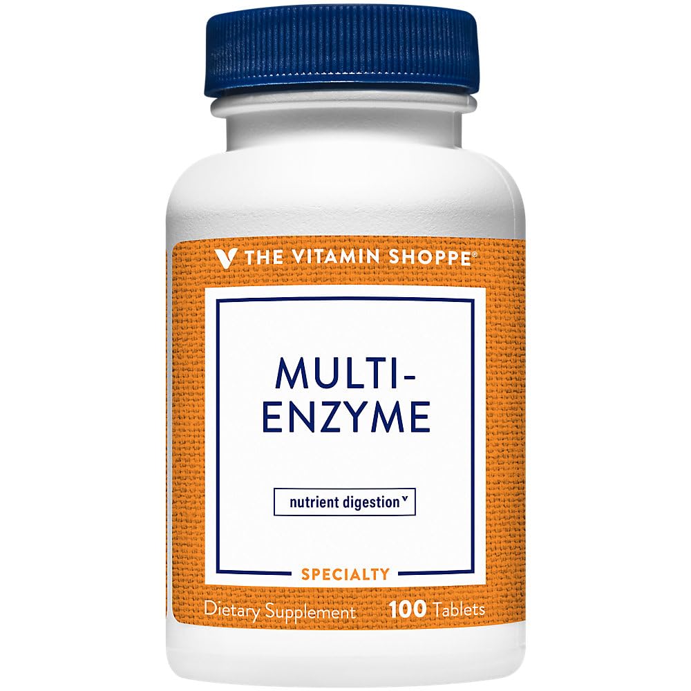 Vitamin Shoppe Multi Enzyme - Hjälper till att stödja Digestion & Absorption av protein, kolhydrater och fett (100 tabletter)