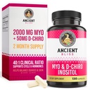 Ancient Bliss Myo & D-Chiro Inositol Supplement, 40 till 1 Ratio, Hjälper till Ovarian Function Support för kvinnor, Vitamin B8 Hjälper till att reglera menstruationscykel, 2050mg per portion, 120 Vegan kapslar