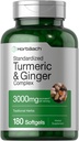 Horbäach Turmeric och Ginger Supplement | 3000 mg 180 Softgel Pills | med Black Pepper Extract | Non-GMO, Gluten Free Supplement