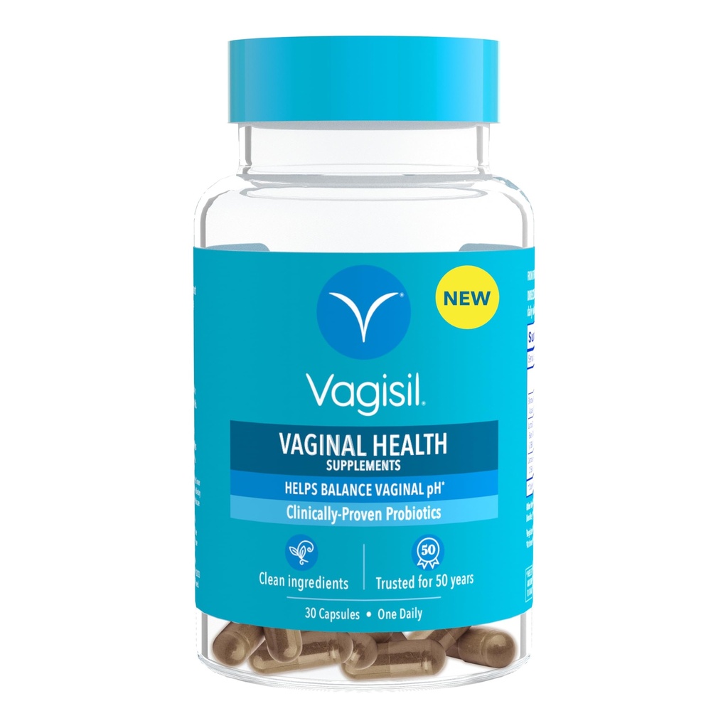 Vagisil Vaginal Health Supplements, Clinically-Proven Probiotics, främjar vaginal hälsa, rena ingredienser, hjälper till att balansera vaginal pH, bara 1 kapsel dagligen, 30 kapslar