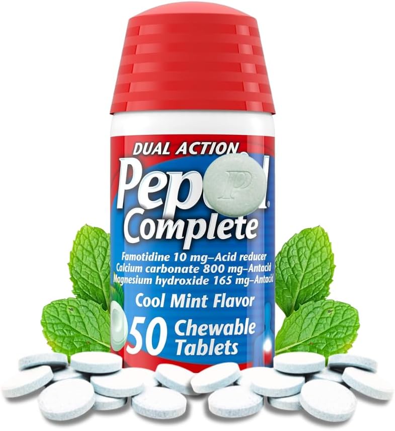 Fullständig Chewable Acid Reducer - Heartburn Ease, Acid Reflux Reducer, Heartburn Chews, 2 Pack 50 Ct Antacid Tablets Chewable On The Go Pill Case (Mint 100ct)